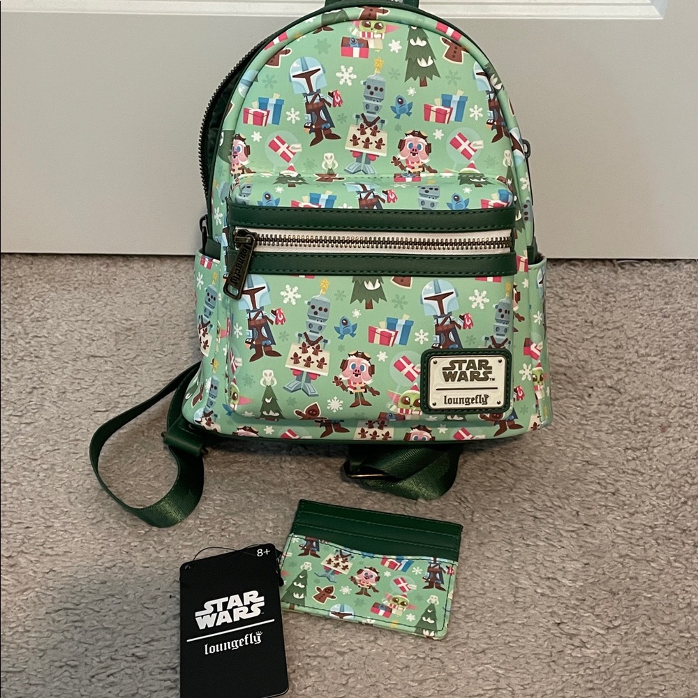 Loungefly Mandalorian Gingerbread AOP mini backpack + cardholder